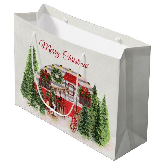 Kersttrailer Camper Outdoorsy Thema Groot Cadeauzakje (Voorkant Gekanteld)