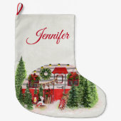 Kersttrailer Camper Outdoorsy Thema Grote Kerstsok (Voorkant)