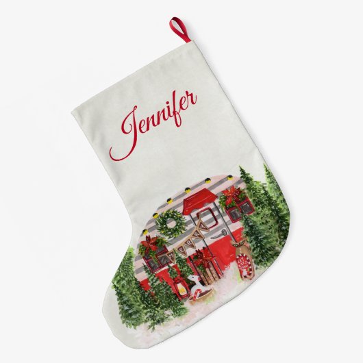 Kersttrailer Camper Outdoorsy Thema Grote Kerstsok (Achterkant (Hangend))