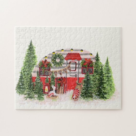 Kersttrailer Camper Outdoorsy Thema Legpuzzel (Horizontaal)