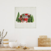 Kersttrailer Camper Outdoorsy Thema Poster (Keuken)