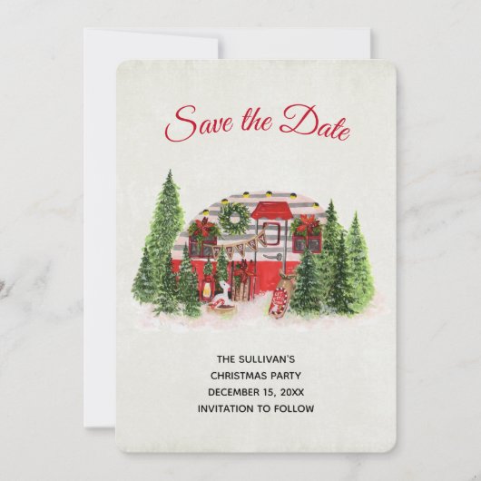 Kersttrailer Camper Outdoorsy Thema Save The Date (Voorkant)