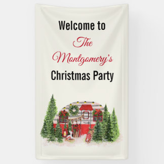Kersttrailer Camper Outdoorsy Thema Spandoek