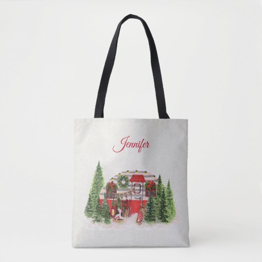 Kersttrailer Camper Outdoorsy Thema Tote Bag (Voorkant)
