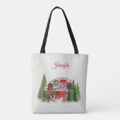 Kersttrailer Camper Outdoorsy Thema Tote Bag (Achterkant)