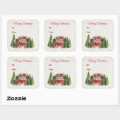 Kersttrailer Camper Outdoorsy Thema Vierkante Sticker (Vel)