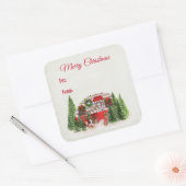 Kersttrailer Camper Outdoorsy Thema Vierkante Sticker (Envelop)