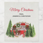 Kersttrailer Camper Outdoorsy Thema Wijn Etiket (Enkel label)