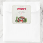 Kersttrailer Camper Rustic Scene Kitchen Vierkante Sticker (Tas)