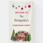 Kersttrailer Camper Rustic Scene Spandoek (Verticaal)