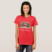 Kersttrailer Camper Rustic Scene T-shirt (Voorkant volledig)