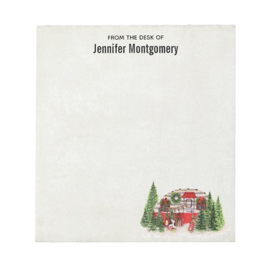 Kersttrailer Camper Rustic Theme Notitieblok (Voorkant)