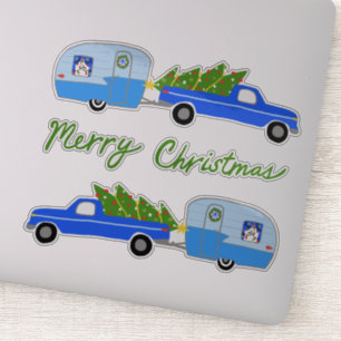 Kersttrailer Camper RV  Retro Holiday Sticker