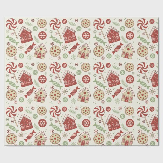 Kersttraktaties Doodle Pattern Holiday Gift Cadeaupapier (Vlak)