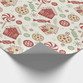 Kersttraktaties Doodle Pattern Holiday Gift Cadeaupapier (Hoek)