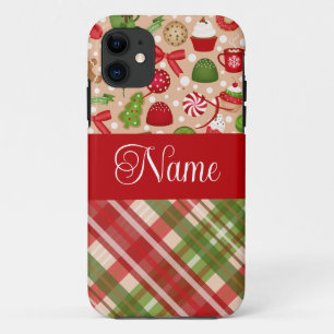 Kersttraktaties en plaid gepersonaliseerd ontwerp Case-Mate iPhone case
