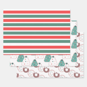 Kersttraktaties en Strepen Inpakpapier Vel