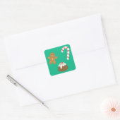 Kersttraktaties - Gingerbread Man, Snoep, Pudding Vierkante Sticker (Envelop)