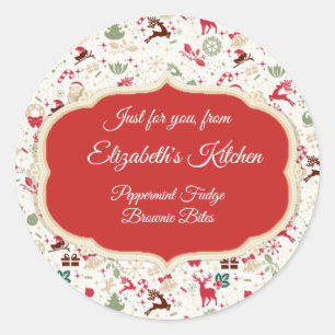 Kersttraktaties, "Uit de keuken van", Custom Ronde Sticker