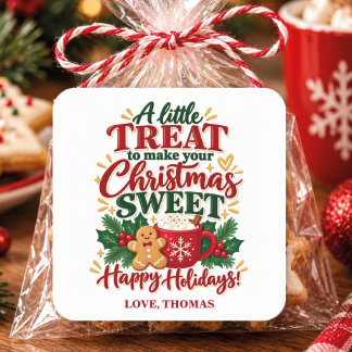 Kersttraktaties voor buren en collega's vierkante sticker