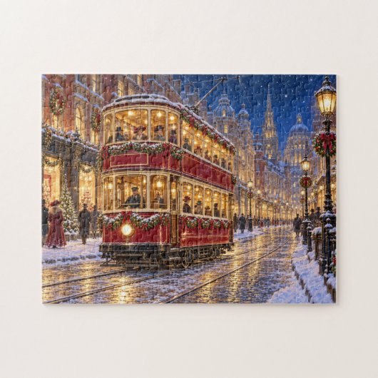 Kersttram Stadsscene Legpuzzel (Horizontaal)