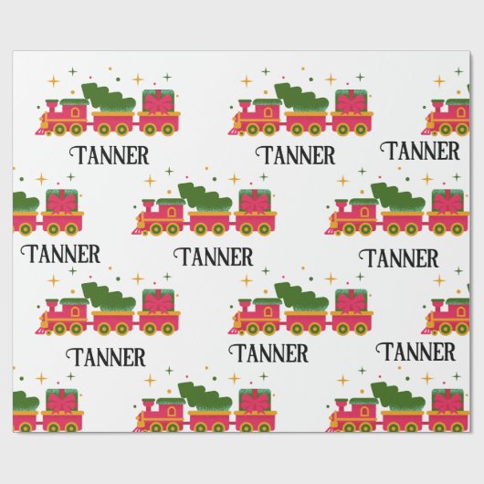 Kersttrein Aangepaste naam Cadeaupapier (Vlak)