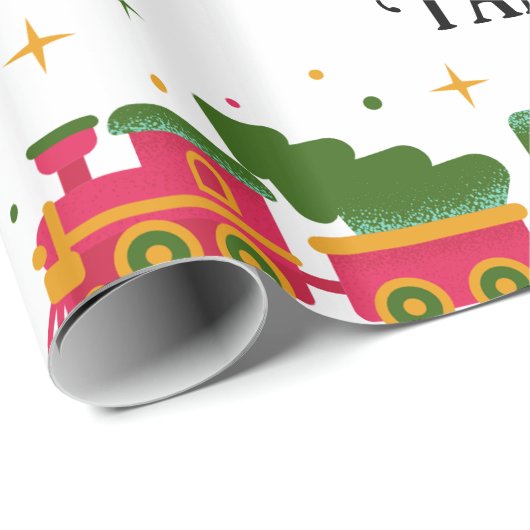 Kersttrein Aangepaste naam Cadeaupapier (Rol Hoek)