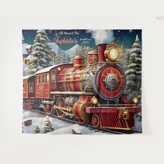 Kersttrein achtergrond wandkleed (Voorkant (horizontaal))