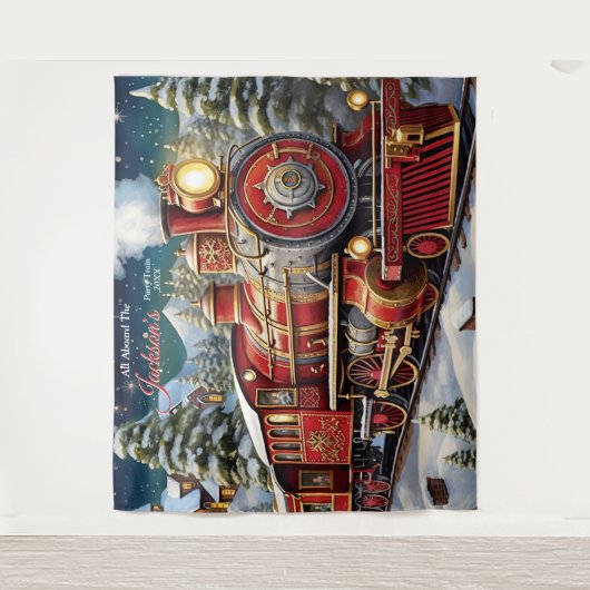 Kersttrein achtergrond wandkleed (Voorkant)