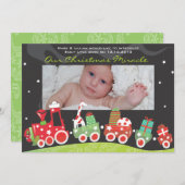 Kersttrein Baby Aankondiging Kaart (Voorkant / Achterkant)