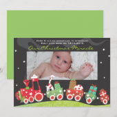 Kersttrein Baby Aankondiging Kaart (Voorkant / Achterkant)