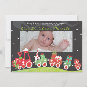 Kersttrein Baby Aankondiging Wenskaart