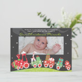 Kersttrein Baby Aankondiging Wenskaart (Staand voorkant)
