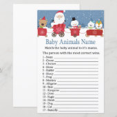 Kersttrein Baby Dieren Naam Game baby shower (Voorkant / Achterkant)