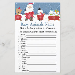 Kersttrein Baby Dieren Naam Game baby shower