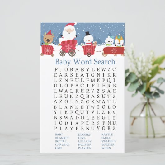 Kersttrein Baby shower Word Search Game (Staand voorkant)