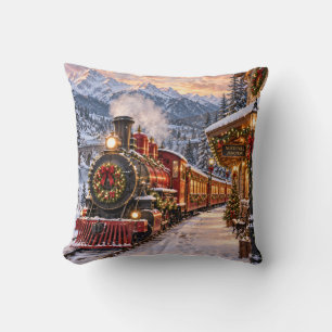 Kersttrein Berglandschap Kussen