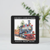 Kersttrein bewerkbaar voor de feestdagen feestdagenkaart (Staand voorkant)