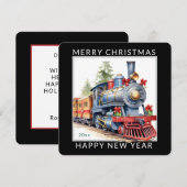 Kersttrein bewerkbaar voor de feestdagen feestdagenkaart (Voorkant / Achterkant)