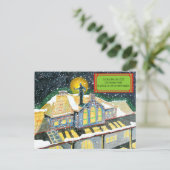 Kersttrein bij Slipperywindow Feestdagenkaart (Staand voorkant)