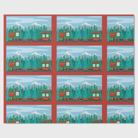 Kersttrein Cadeaupapier (Vlak)