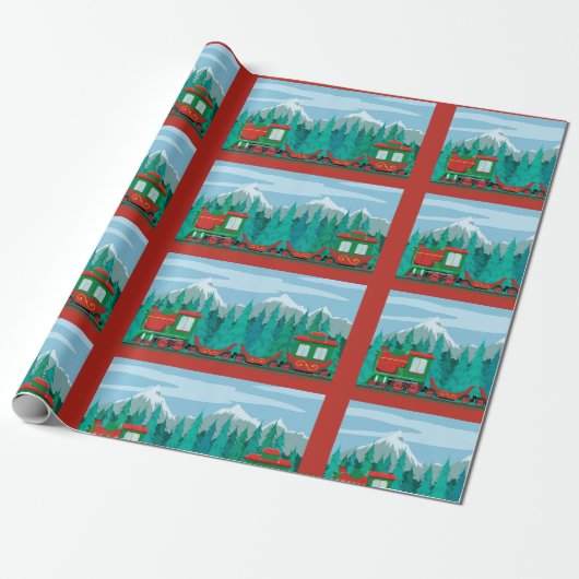 Kersttrein Cadeaupapier (Uitgerold)