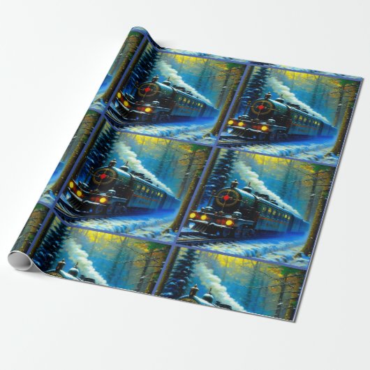 Kersttrein Cadeaupapier (Uitgerold)