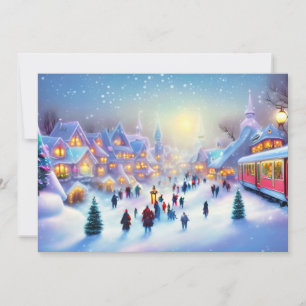 Kersttrein dorp budget Kerstmis Feestdagenkaart