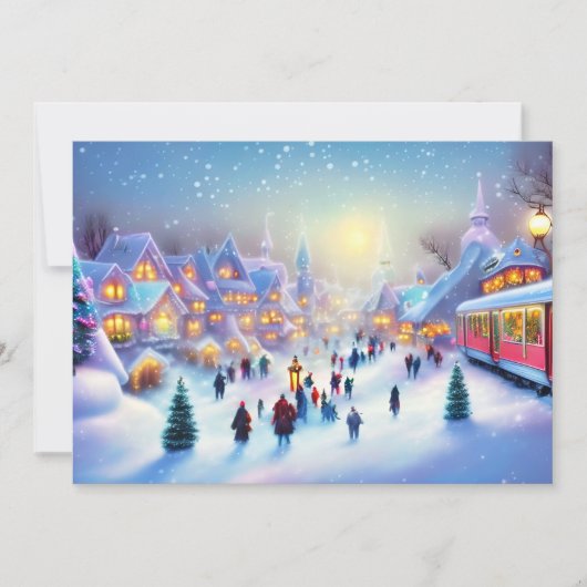 Kersttrein dorpsbudget Kerstmis Feestdagenkaart (Voorkant)