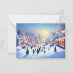 Kersttrein dorpsbudget mini Kerstmis Notitiekaartje