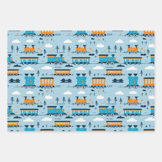 Kersttrein en bomen inpakpapier vel (Voorkant)