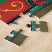 Kersttrein en kleine hond legpuzzel (Zijkant)