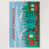 Kersttrein en kleine hond legpuzzel (Verticaal)