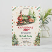 Kersttrein feest uitnodiging (Staand voorkant)
